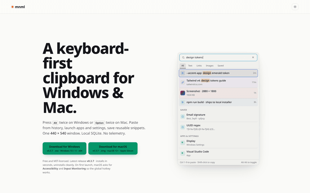 mnml screenshot